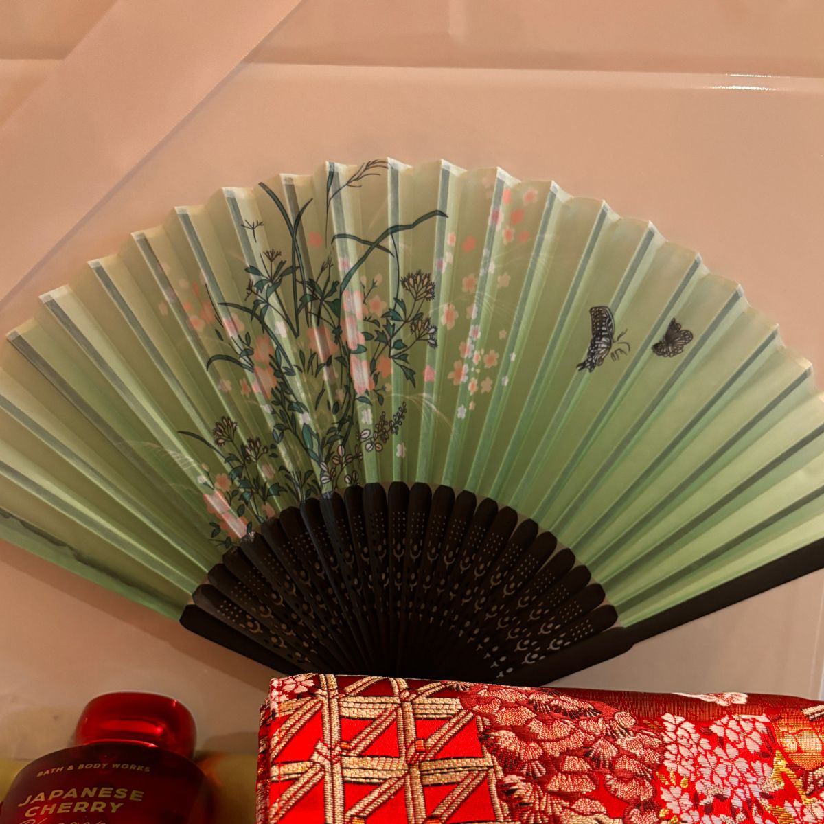 Mint Green Folding Hand Fan -Japanese Bridesmaid Gift